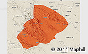 Political 3D Map of Jingshan, shaded relief outside
