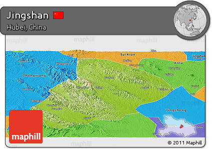 Physical Panoramic Map of Jingshan, political outside