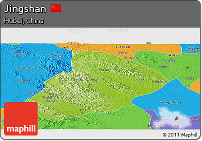 Physical Panoramic Map of Jingshan, political outside