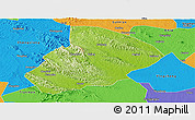 Physical Panoramic Map of Jingshan, political outside