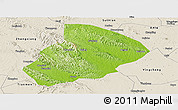 Physical Panoramic Map of Jingshan, shaded relief outside