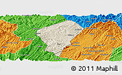 Shaded Relief Panoramic Map of Laifeng, political outside
