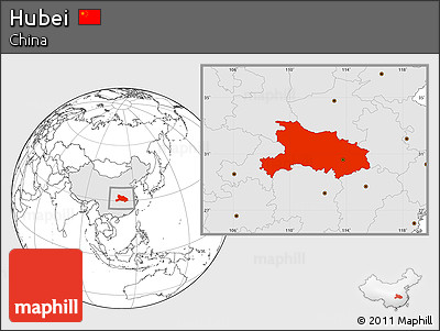 Blank Location Map of Hubei, highlighted country