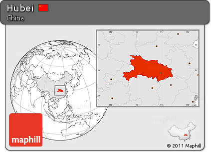 Blank Location Map of Hubei, highlighted country