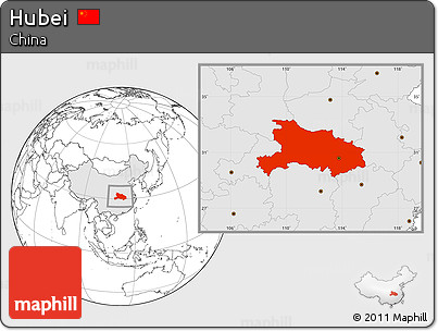 Blank Location Map of Hubei, highlighted country