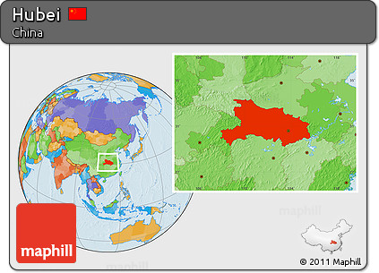 Political Location Map of Hubei