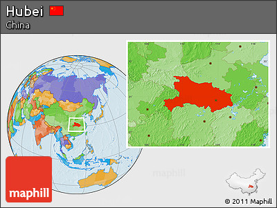 Political Location Map of Hubei