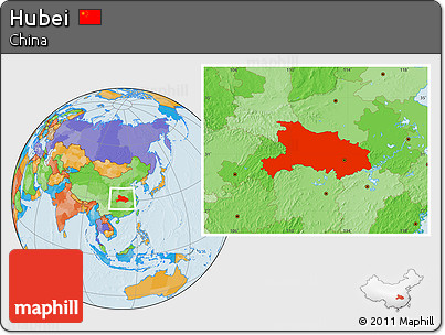Political Location Map of Hubei