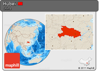 Shaded Relief Location Map of Hubei