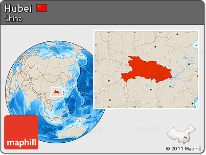 Shaded Relief Location Map of Hubei