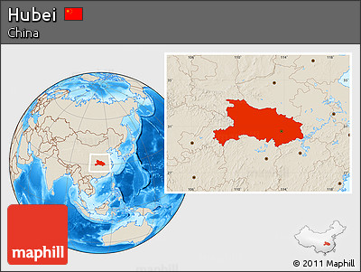 Shaded Relief Location Map of Hubei