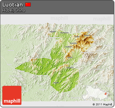 Physical 3D Map of Luotian, lighten
