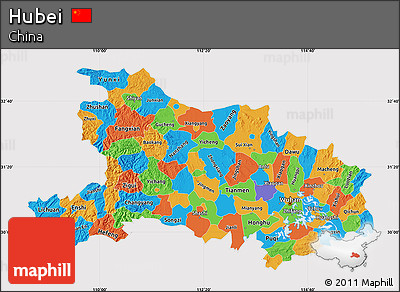 Political Map of Hubei, cropped outside