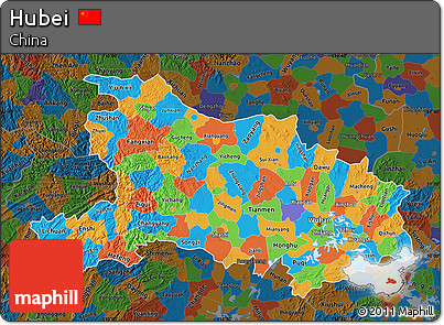Political Map of Hubei, darken