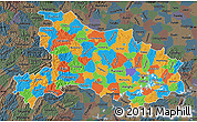 Political Map of Hubei, darken, semi-desaturated