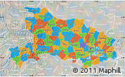 Political Map of Hubei, lighten, semi-desaturated