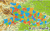 Political Map of Hubei, physical outside