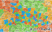 Political Map of Hubei, political shades outside