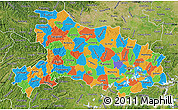 Political Map of Hubei, satellite outside