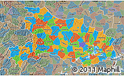 Political Map of Hubei, semi-desaturated