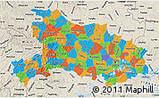 Political Map of Hubei, shaded relief outside