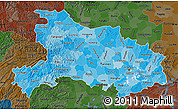 Political Shades Map of Hubei, darken
