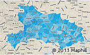Political Shades Map of Hubei, shaded relief outside