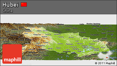 Physical Panoramic Map of Hubei, darken