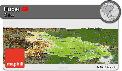 Physical Panoramic Map of Hubei, darken