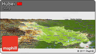 Physical Panoramic Map of Hubei, darken