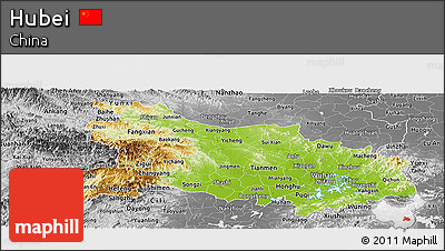 Physical Panoramic Map of Hubei, desaturated
