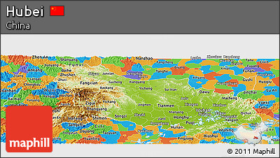 Physical Panoramic Map of Hubei, political outside