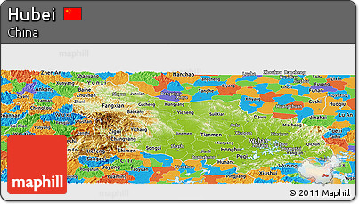 Physical Panoramic Map of Hubei, political outside