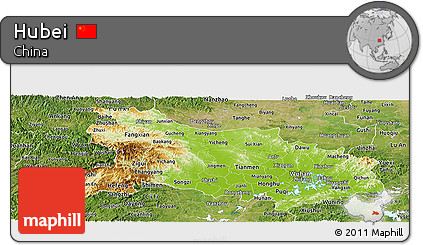 Physical Panoramic Map of Hubei, satellite outside