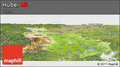 Physical Panoramic Map of Hubei, satellite outside