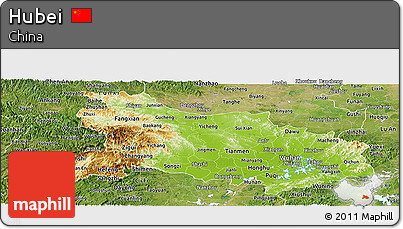 Physical Panoramic Map of Hubei, satellite outside