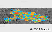 Political Panoramic Map of Hubei, darken, desaturated