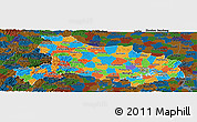 Political Panoramic Map of Hubei, darken