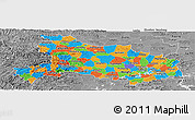 Political Panoramic Map of Hubei, desaturated