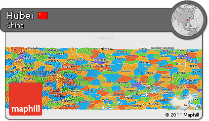 Political Panoramic Map of Hubei