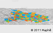 Political Panoramic Map of Hubei, lighten, desaturated