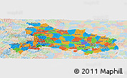 Political Panoramic Map of Hubei, lighten