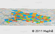 Political Panoramic Map of Hubei, lighten, semi-desaturated