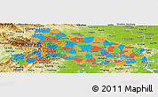 Political Panoramic Map of Hubei, physical outside