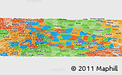 Political Panoramic Map of Hubei, political shades outside