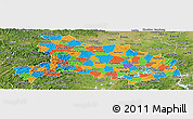 Political Panoramic Map of Hubei, satellite outside