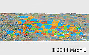 Political Panoramic Map of Hubei, semi-desaturated
