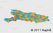 Political Panoramic Map of Hubei, single color outside