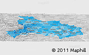 Political Shades Panoramic Map of Hubei, lighten, desaturated