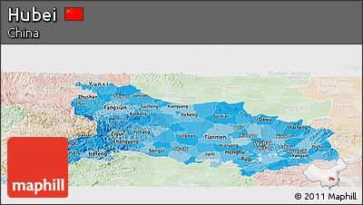 Political Shades Panoramic Map of Hubei, lighten